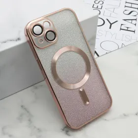 Futrola - maska GLITTER MAGSAFE za iPhone 15 (6.1) roze (MS).