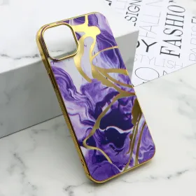 Futrola - maska MARBLE za iPhone 15 Plus (6.7) ljubicasta (MS).