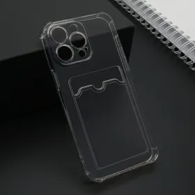 Futrola - maska Transparent CARD POCKET za iPhone 15 Pro Max (6.7) siva (MS).