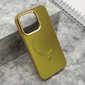 Futrola - maska COLOR METAL MagSafe za iPhone 15 Pro (6.1) zlatna (MS).