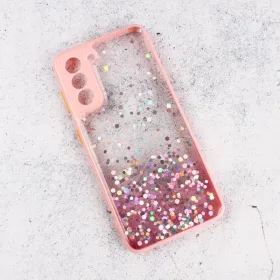 Futrola - maska Frame Glitter za Samsung G991 Galaxy S21 roze.