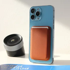 Futrola - maska Leather Magsafe Pocket za iPhone 13 braon.