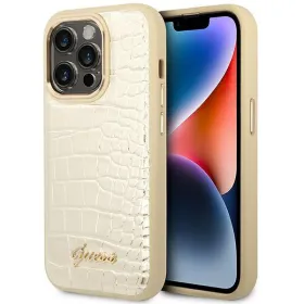 Futrola - maska Guess Hc PU Croco Metal Outline za iPhone 14 Pro 6.1 zlatna (GUHCP14LHGCRHD).