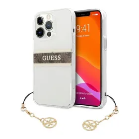 Futrola - maska Guess 4G Stripe Charm za iPhone 13 Pro Max 6.7 braon (GUHCP13XKB4GBR).