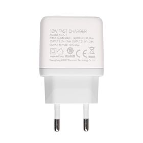 Kucni punjac LDNIO A2221 2xUSB, 12W sa iPhone lightning kablom beli.