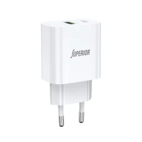 Kuciste punjaca Superior SU-P102 20W Super Fast USB A QC3.0+Type C belo (CERT) (MS).
