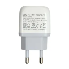 Kucni punjac LDNIO A1209C PD, 20W sa Type C na Type C kablom beli.