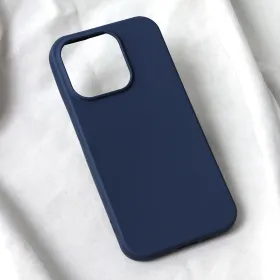 Futrola - maska Teracell Soft Velvet za iPhone 15 Pro 6.1 tamno plava.