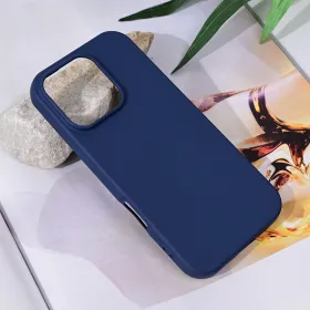 Futrola - maska Teracell Soft Velvet za iPhone 16 Pro 6.3 tamno plava.