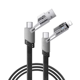 USB Data kabl Remax RC-C189 PD 65W, QC 3.0 USB Lightning 27W, 2u1 crni 1m.