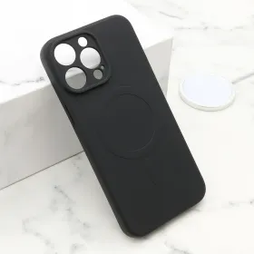 Futrola - maska VELVET TOUCH MagSafe za iPhone 14 Pro Max (6.7) crna (MS).