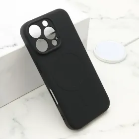 Futrola - maska VELVET TOUCH MagSafe za iPhone 16 Pro (6.3) crna (MS).