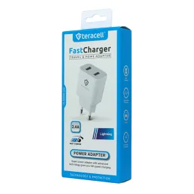 Kucni punjac Teracell Evolution TC-08 5V 2.4A 12W sa lightning kablom beli CE.