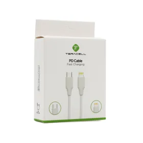 USB Data kabl Teracell Plus 27W PD Type C za iPhone 11/12/13 lightning beli 2m.