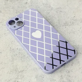Futrola - maska Diamond Heart za iPhone 14 Plus 6.7 ljubicasta.