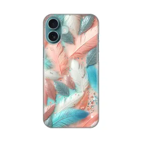 Silikonska futrola - maska print za iPhone 16 Plus 6.7 Pastel Feathers.