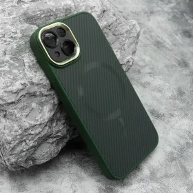 Futrola - maska CARBON MagSafe za iPhone 14 (6.1) zelena (small camera) (MS).