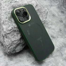 Futrola - maska CARBON MagSafe za iPhone 15 Pro Max (6.7) zelena (small camera) (MS).