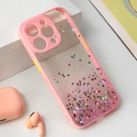 Futrola - maska Frame Glitter za iPhone 15 Pro 6.1 roze.
