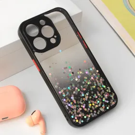 Futrola - maska Frame Glitter za iPhone 15 Pro 6.1 crna.