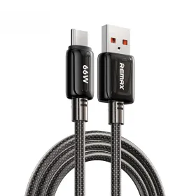 USB Data kabl Remax RC-025 lcy Series Fast Charging 6A, 66W, USB na Type C, 1.2m crni.