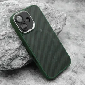 Futrola - maska CARBON MagSafe za iPhone 16 (6.1) zelena (small camera) (MS).