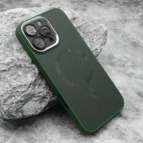 Futrola - maska CARBON MagSafe za iPhone 16 Pro Max (6.9) zelena (small camera) (MS).