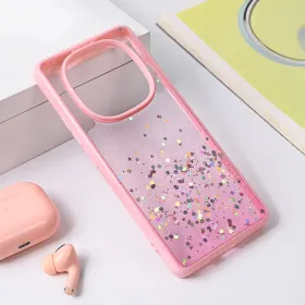 Futrola - maska Frame Glitter za Xiaomi Redmi Note 14 Pro Plus 5G roze.