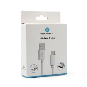 USB Data kabl Teracell Plus 2.4A Type C beli 1.2m.