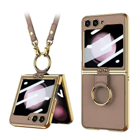 Futrola - maska GOLD EDGE za Samsung F741B Galaxy Z Flip 6 5G braon (GKK case) (MS).