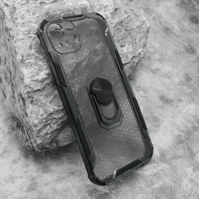 Futrola - maska DEFENDER RING CLEAR za iPhone 15 Plus (6.7) crna (MS).
