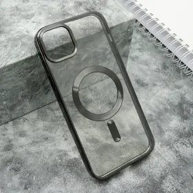 Futrola - maska CLEAR ELEGANT MAGSAFE za iPhone 15 Plus (6.7) crna (MS).