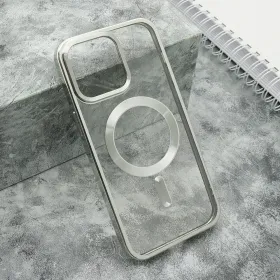 Futrola - maska CLEAR ELEGANT MAGSAFE za iPhone 15 Pro Max (6.7) srebrna (MS).