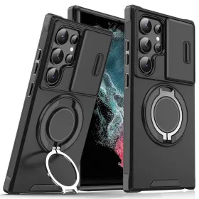 Futrola - maska CamShield Ring stand za Samsung Galaxy S22 Ultra 5G crna.