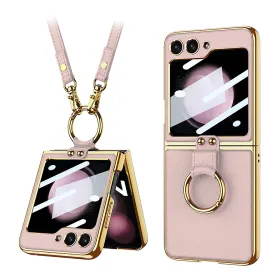 Futrola - maska GOLD EDGE za Samsung F741B Galaxy Z Flip 6 5G roze (GKK case) (MS).