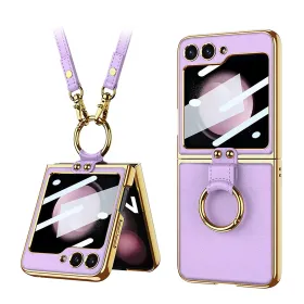Futrola - maska GOLD EDGE za Samsung F741B Galaxy Z Flip 6 5G ljubicasta (GKK case) (MS).