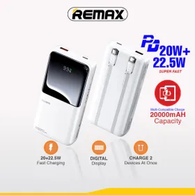 Power bank prenosiva baterija Remax Cynlle Series RPP-680 PD 20W+QC 22.5W 20000mAh beli.