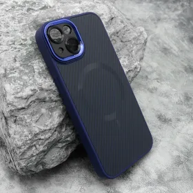 Futrola - maska CARBON MagSafe za iPhone 14 (6.1) plava (small camera) (MS).