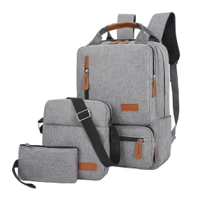 Ranac za laptop BP-07 set 3u1 (ranac i dve torbice) sivi (MS).
