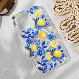 Futrola - maska print Magsafe za iPhone 15 Pro 6.1 Mediteran Lemon.