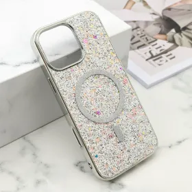 Futrole GLAM GLOW MagSafe za iPhone 16 Pro Max (6.9) srebrna (MS).