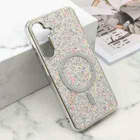 Futrole GLAM GLOW MagSafe za Samsung A556 Galaxy A55 5G srebrna (MS).