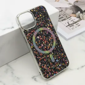 Futrole GLAM GLOW MagSafe za iPhone 13 (6.1) crna (MS).