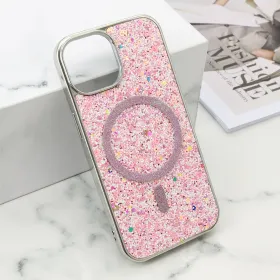 Futrole GLAM GLOW MagSafe za iPhone 15 (6.1) roze (MS).