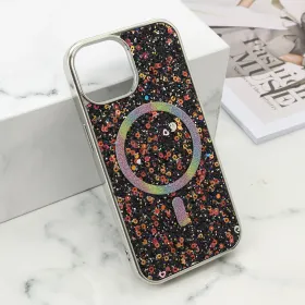 Futrole GLAM GLOW MagSafe za iPhone 15 (6.1) crna (MS).