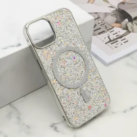 Futrole GLAM GLOW MagSafe za iPhone 13 (6.1) srebrna (MS).