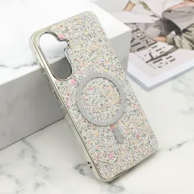 Futrole GLAM GLOW MagSafe za Samsung A566 Galaxy A56 5G srebrna (MS).