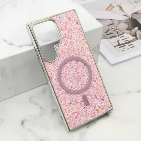 Futrole GLAM GLOW MagSafe za Samsung S928 Galaxy S24 Ultra 5G roze (MS).