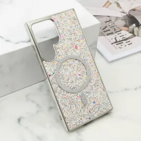 Futrole GLAM GLOW MagSafe za Samsung S928 Galaxy S24 Ultra 5G srebrna (MS).