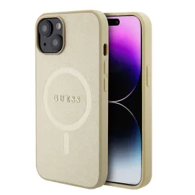 Futrola - maska Guess Hc PU Saffiano Magsafe za iPhone 15 6.1 bez (GUHMP15SPSAHMCB).
